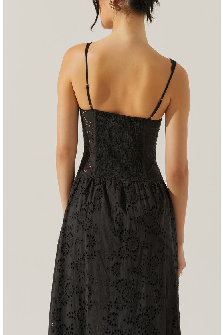Yamila Cotton Eyelet High-Low Dress, Alternate, color, BLACK