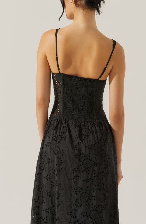 Astr The Label Yamila Cotton Eyelet High-low Dress In Black