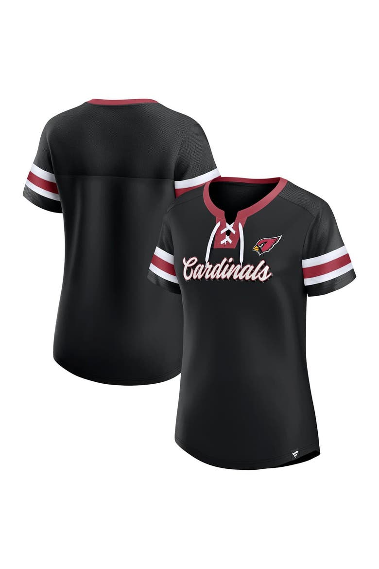 Women's Fanatics Black Arizona Cardinals Original State Lace-Up T-Shirt, Main, color, Black