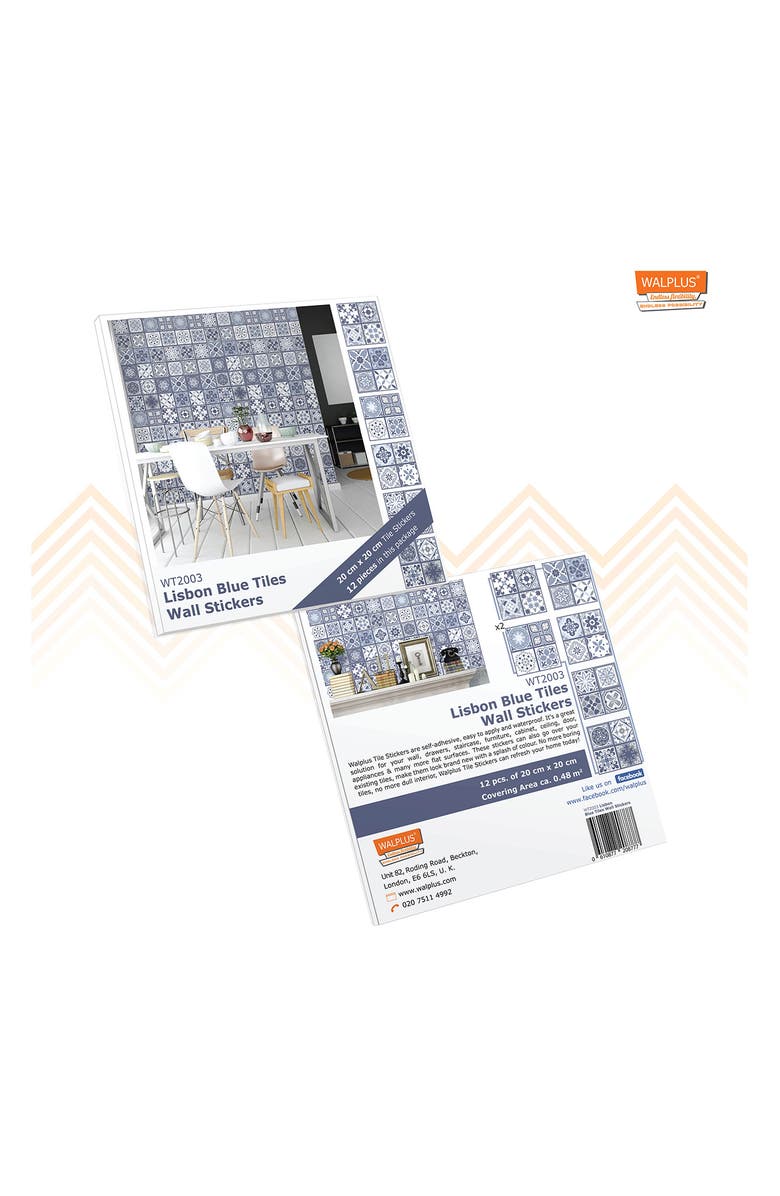 WALPLUS Lisbon Blue Tile Sticker Decal, Alternate, color, 
