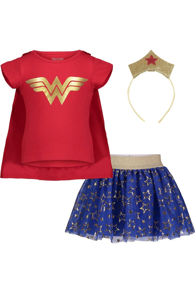 Justice League Wonder Woman Tee and Tutu Skirt Set, Main, color, Wonder Woman Red Blue
