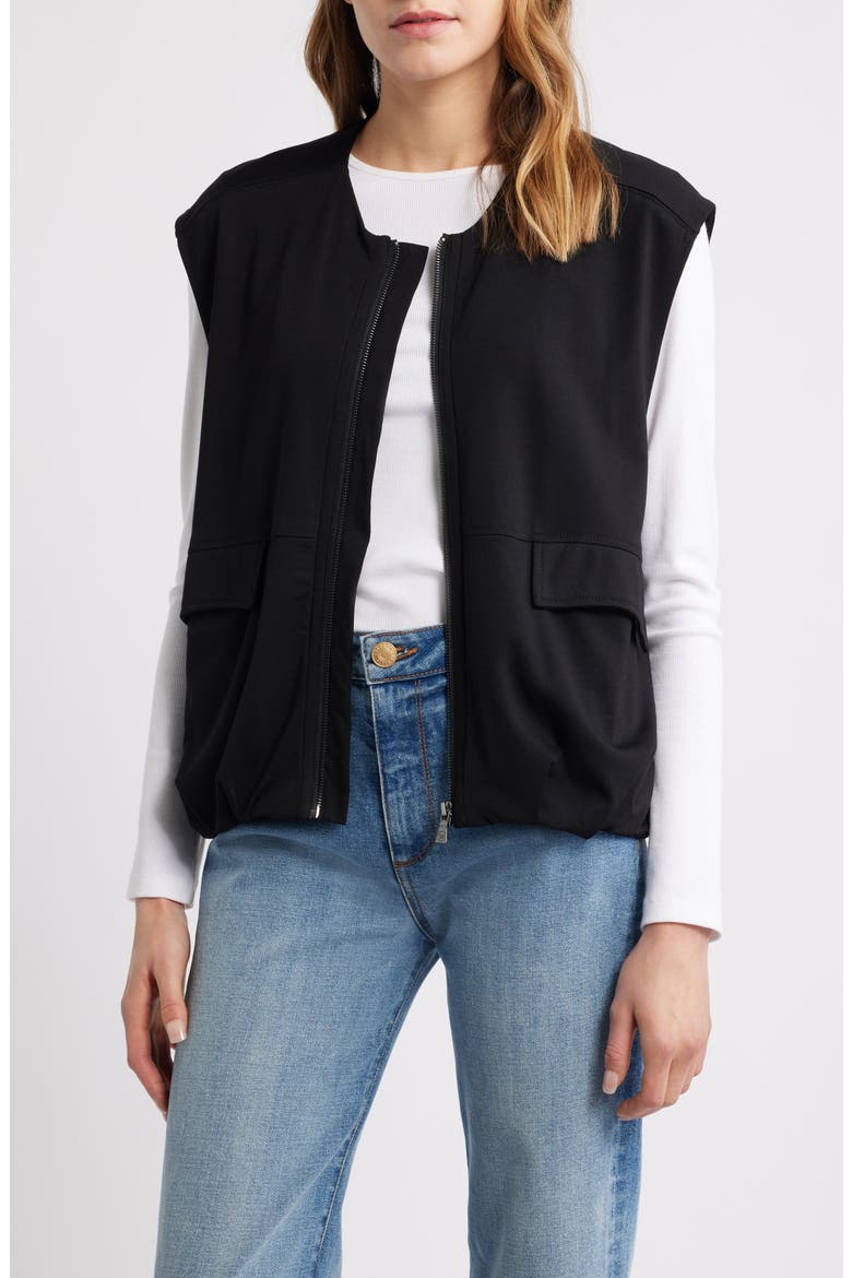 Knit Zip-Up Vest, Main, color, BLACK