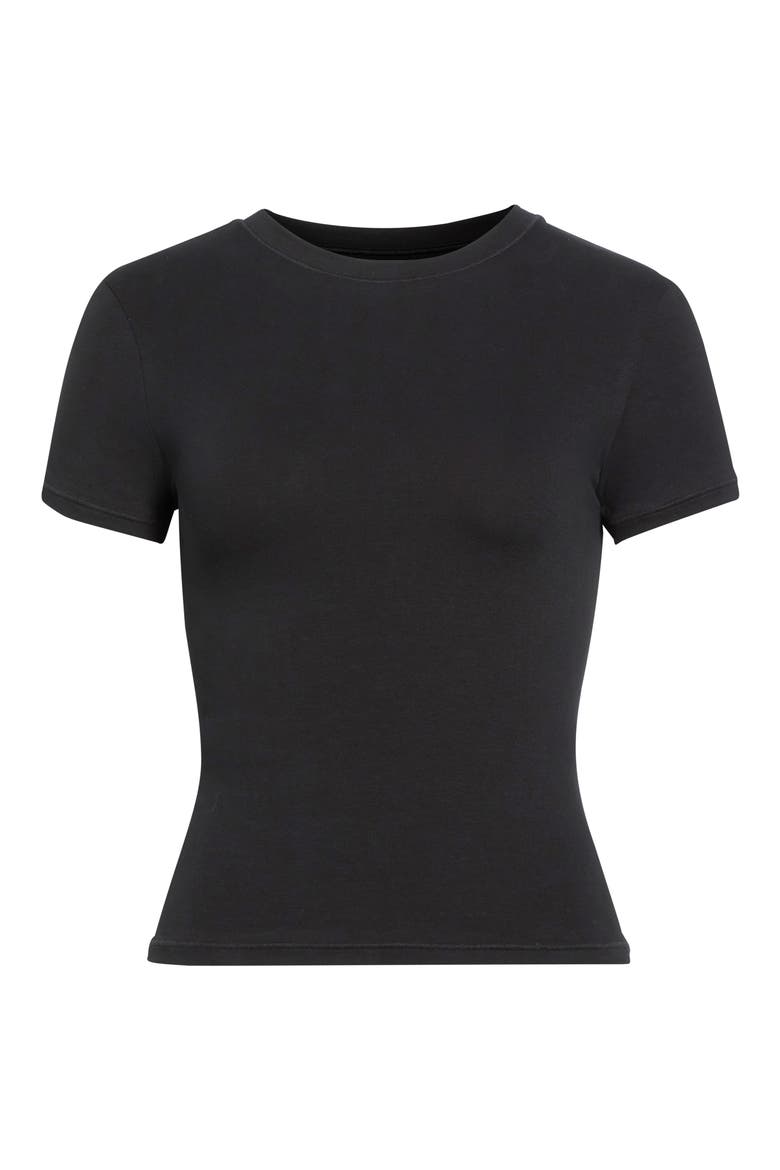 Sculpting Stretch Cotton Jersey T-Shirt, Alternate, color, BLACK
