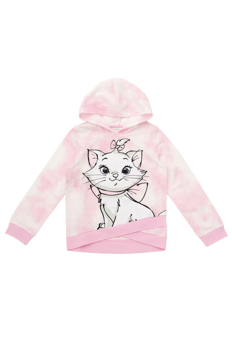 The Aristocats Marie Fleece Pullover Hoodie, Main, color, Marie Pink Tie Dye