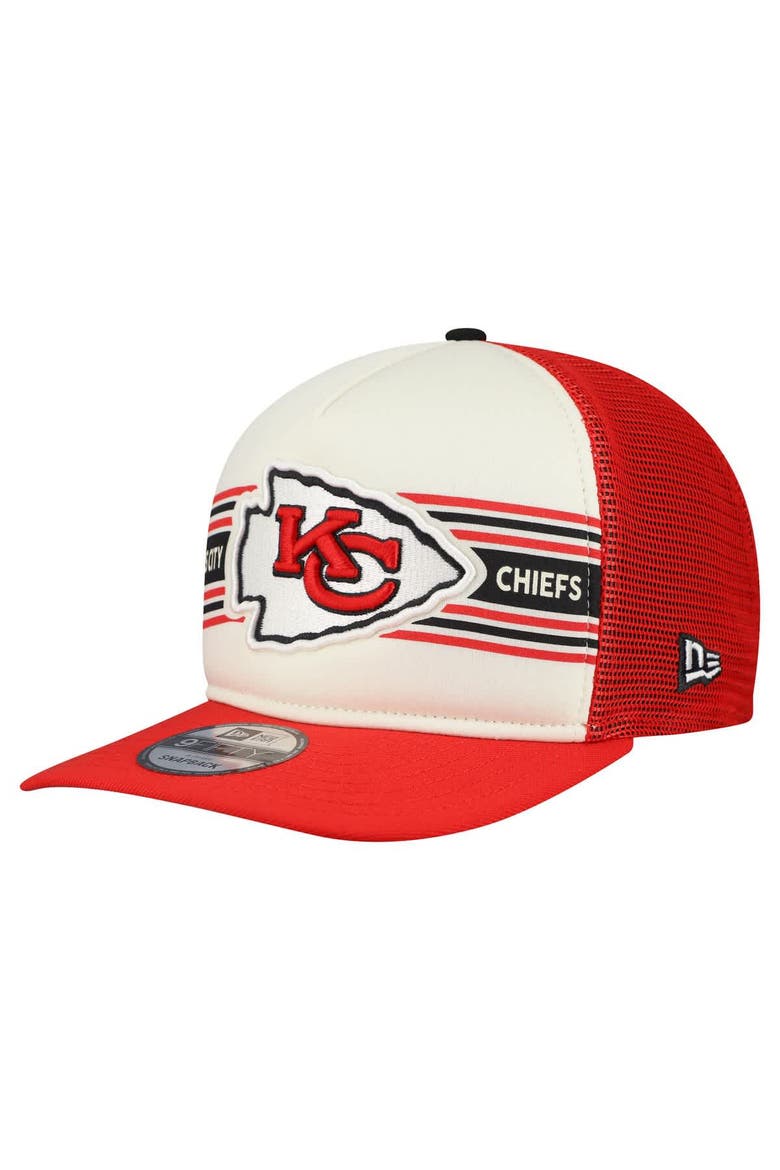 Men's New Era  Cream/Red Kansas City Chiefs Banner A-Frame 9FIFTY Snapback Hat, Main, color, Cream