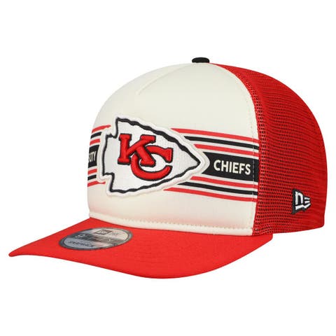 Men's New Era  Cream/Red Kansas City Chiefs Banner A-Frame 9FIFTY Snapback Hat