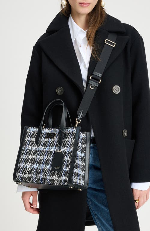Kate Spade New York Small Manhattan Plaid Tweed Tote In Black Multi.