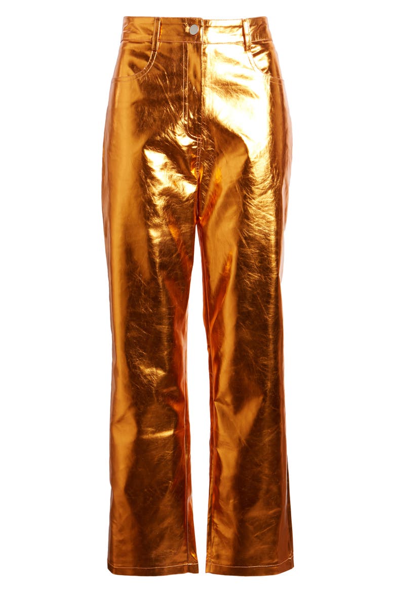Shiny Straight Leg Pants, Alternate, color, BRONZE