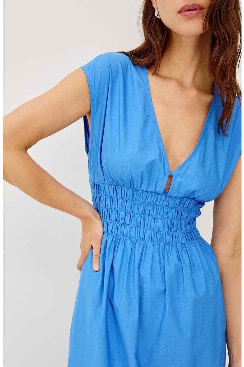 Roxanne Eyelet Embroidered Cotton Midi Dress, Alternate, color, HARBOR BLUE