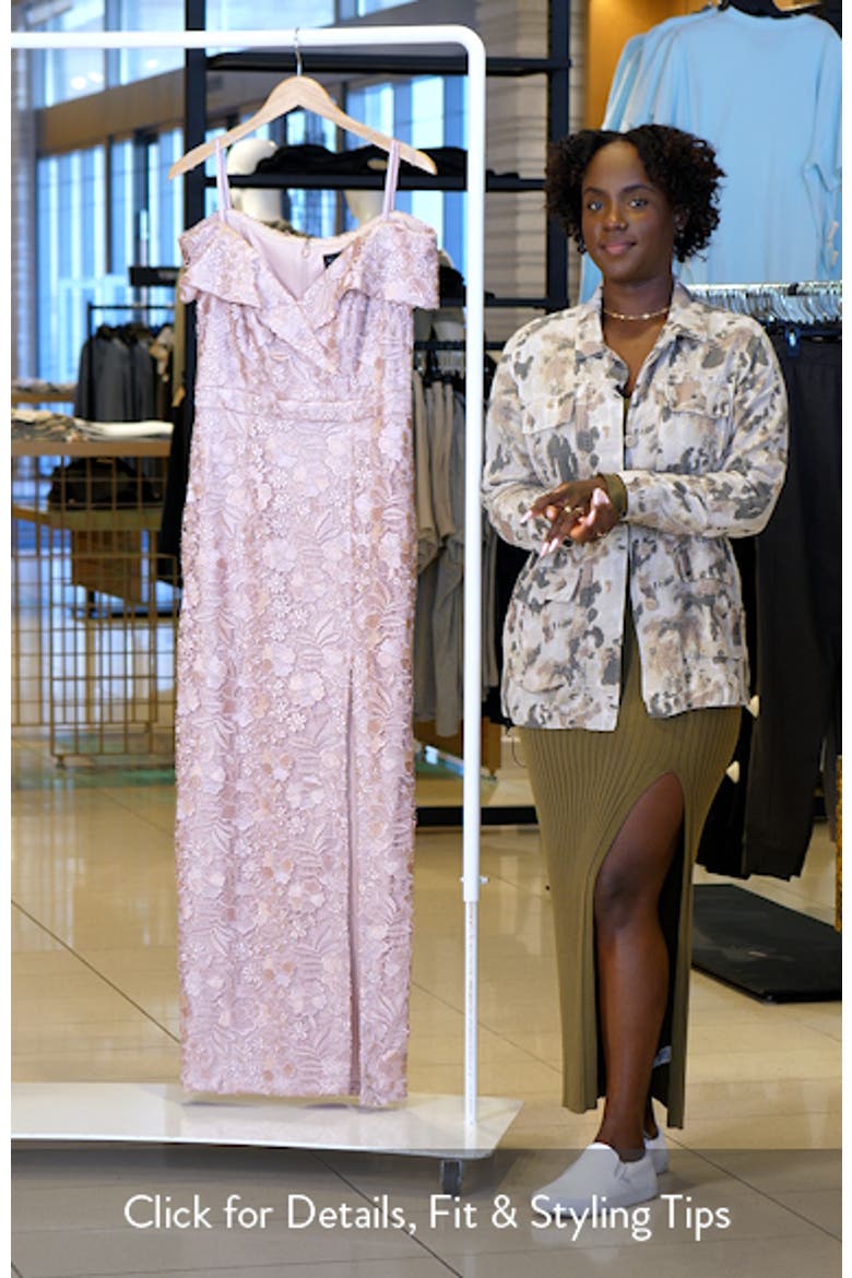 Floral Embroidery Off the Shoulder Sheath Gown video