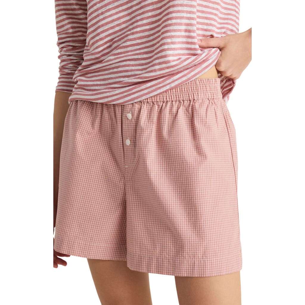 Haven Well Within Organic Cotton Poplin Boxer Shorts in Ash Rose Multi at Nordstrom, Size Medium