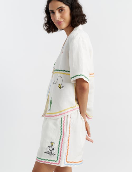 Chinti & Parker Linen-cotton Peanuts Vacation Shorts In Cream