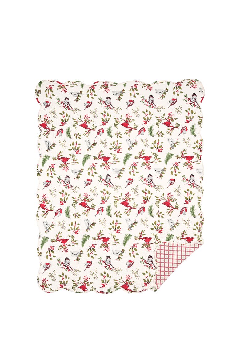 Sprig Birds Accent Throw Blanket 48" x 60", Main, color, White
