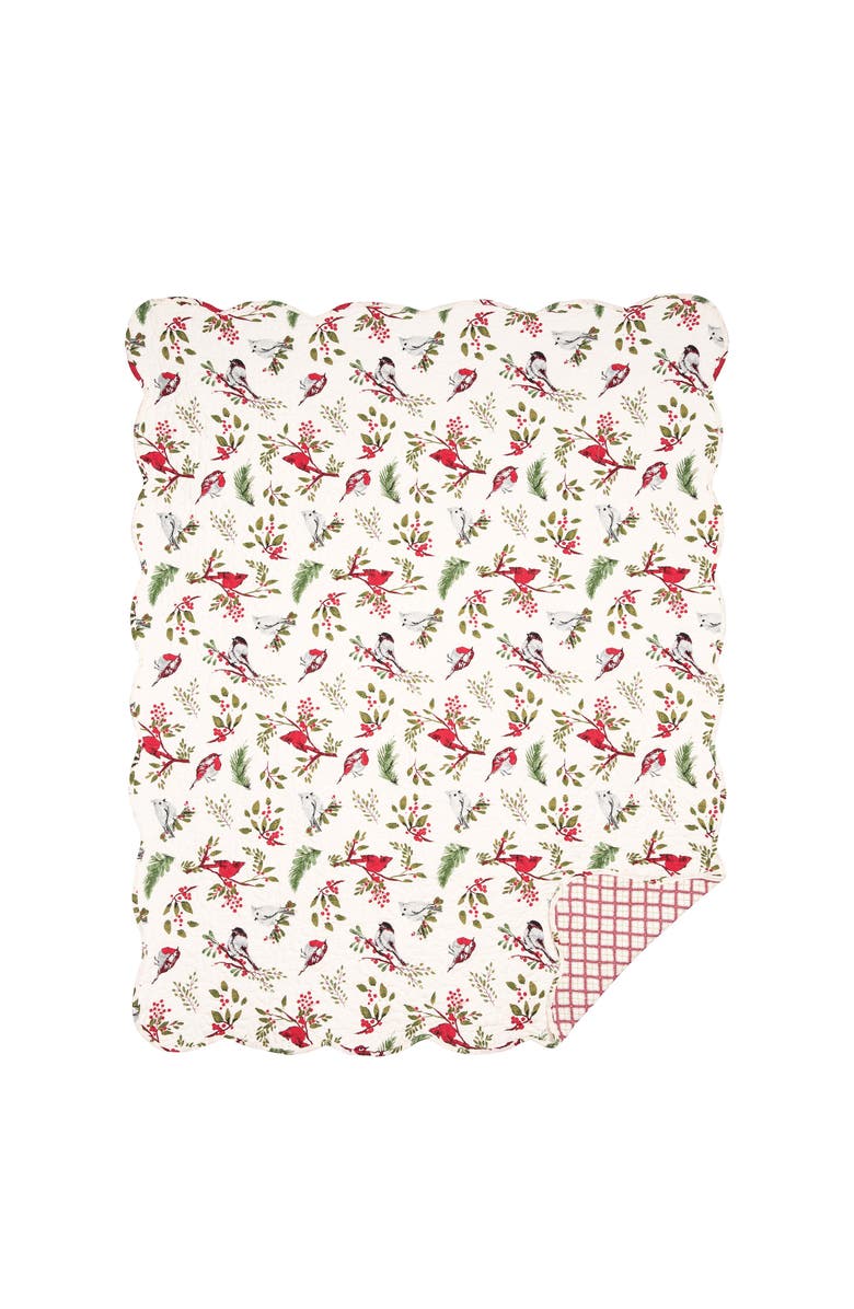 C&F Home Sprig Birds 48" x 60" Throw Blanket, Main, color, White