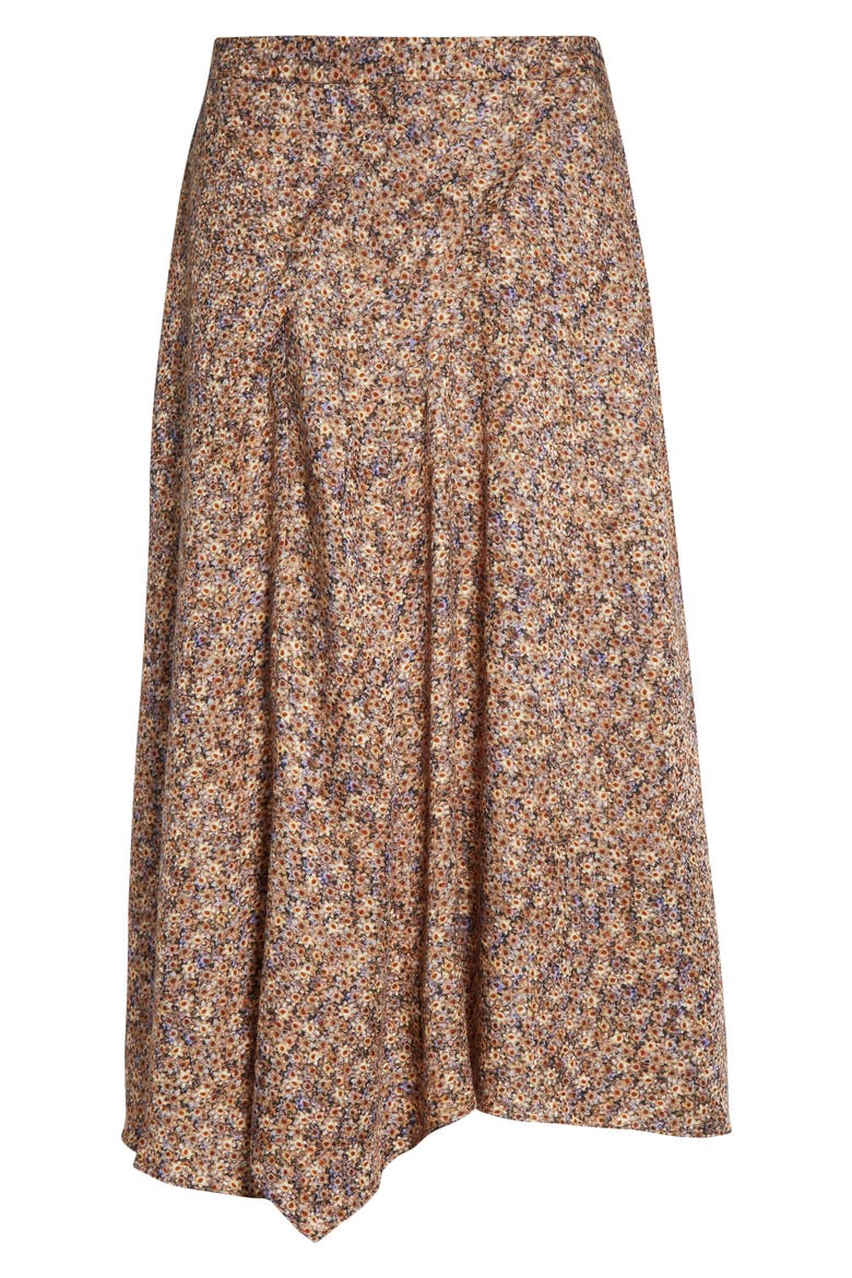 Cacia Floral Jacquard Asymmetric Midi Skirt, Alternate, color, OCHRE