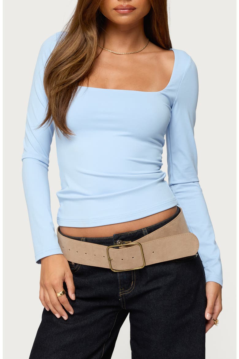 Lovie Square Neck Long Sleeve Top, Main, color, BLUE