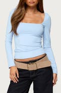 EDIKTED Lovie Square Neck Long Sleeve Top