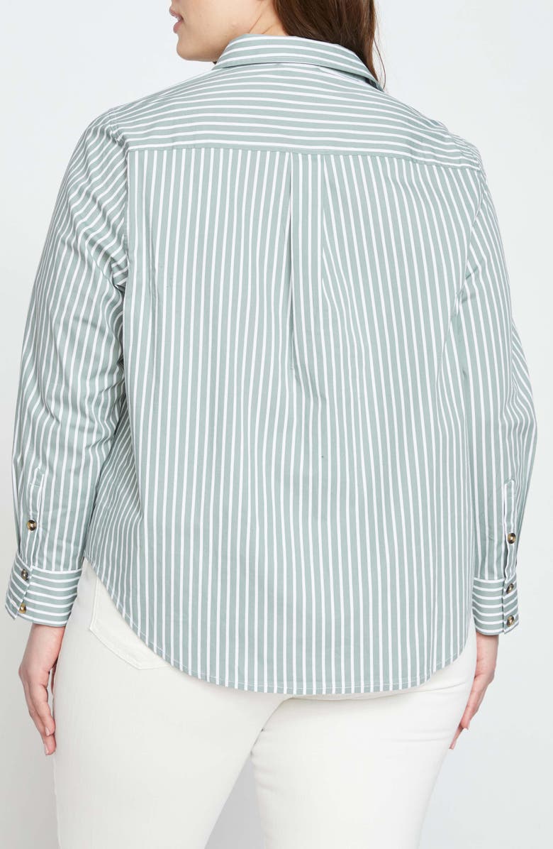 Universal Standard Elbe Stretch Poplin Shirt, Alternate, color, Sage/ White