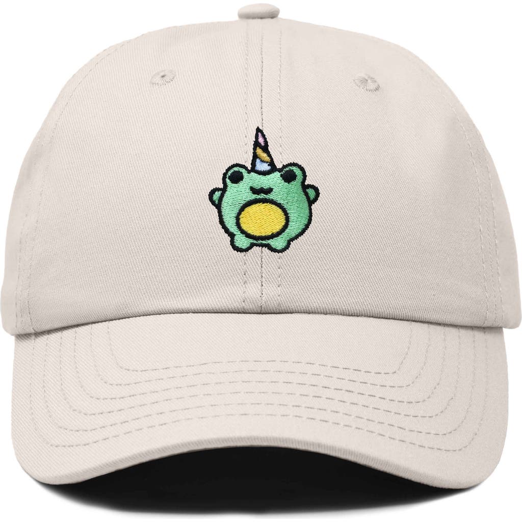 Dalix Froggy Unicorn Embroidered Cap In Beige