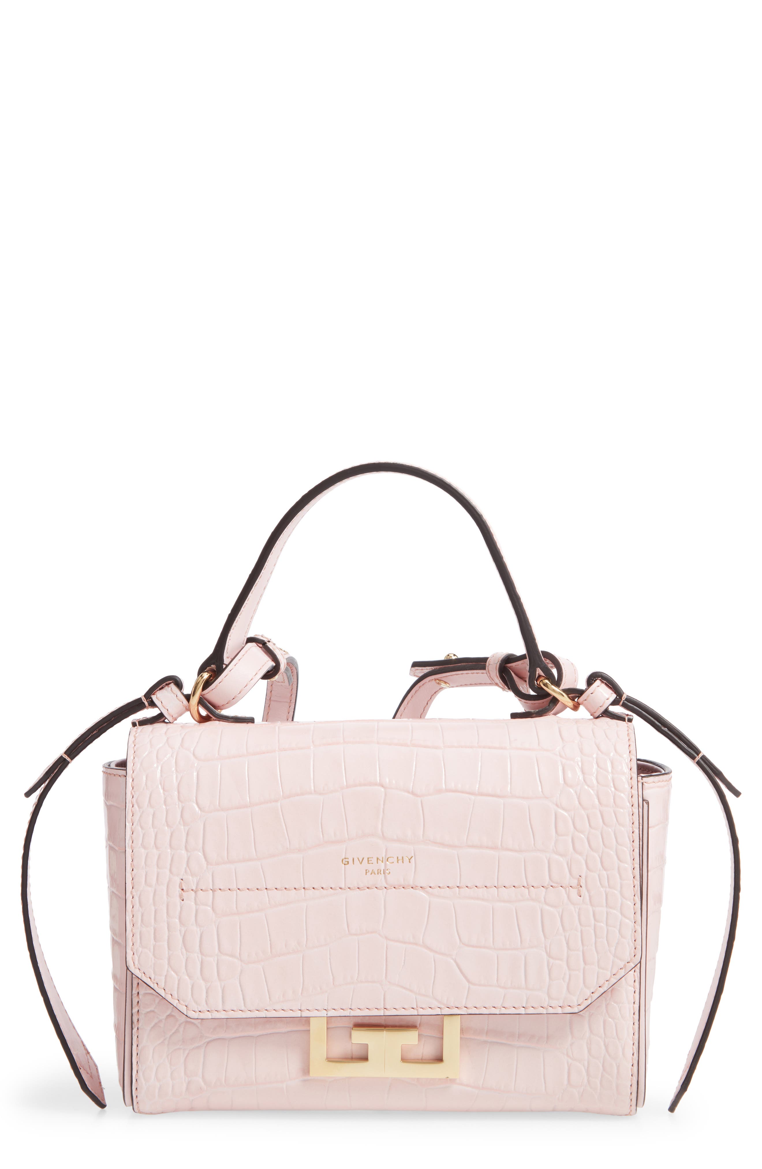 Givenchy Mini Eden Croc Embossed Calfskin Top Handle Bag, Main, color, 