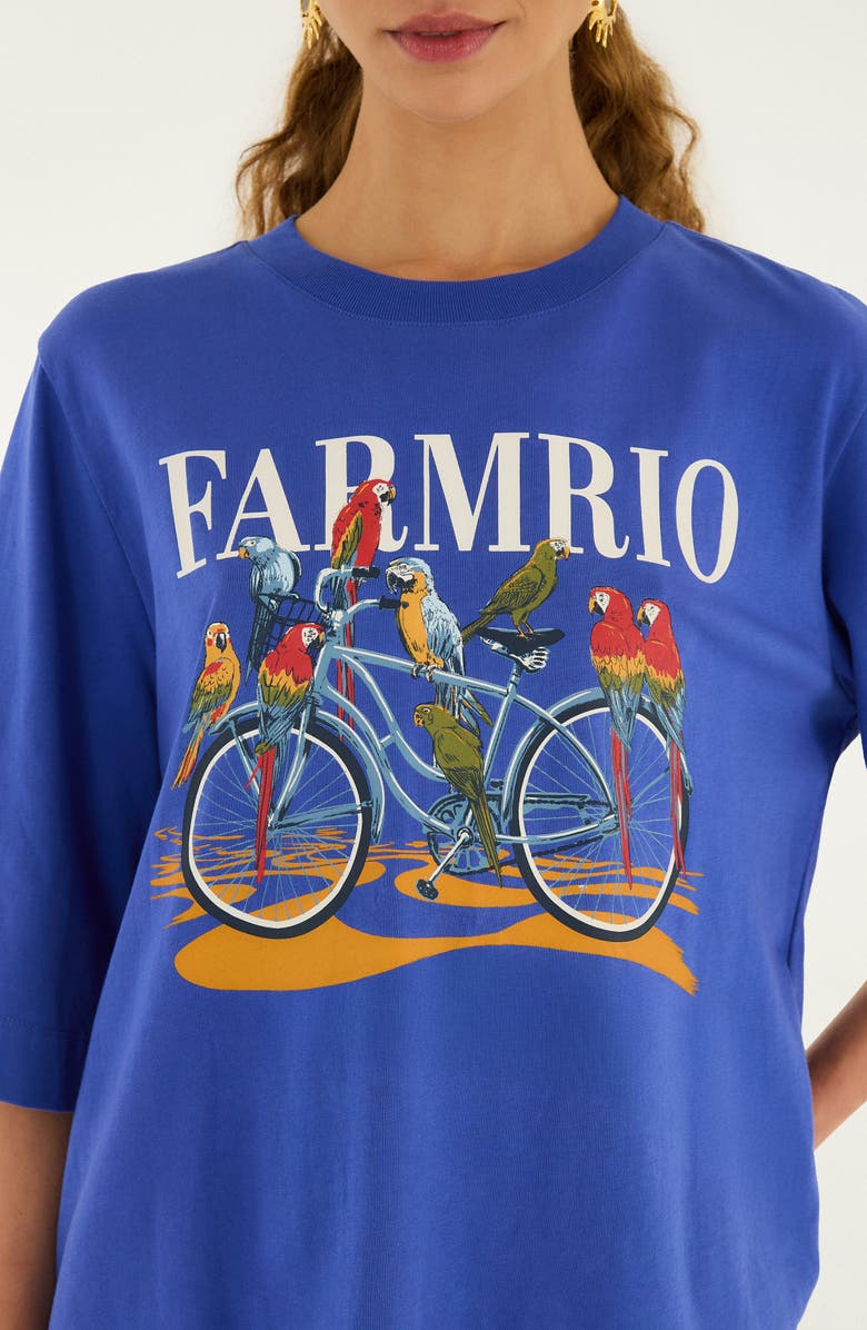 FARM Rio Bike Birds Graphic Boxy T-Shirt, Alternate, color, Blue