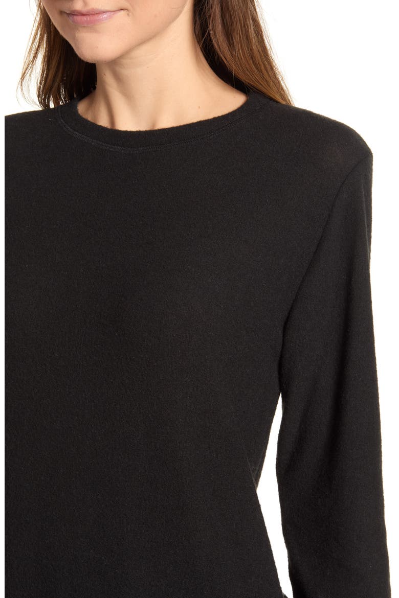 Cozy Crewneck Long Sleeve Top, Alternate, color, BLACK