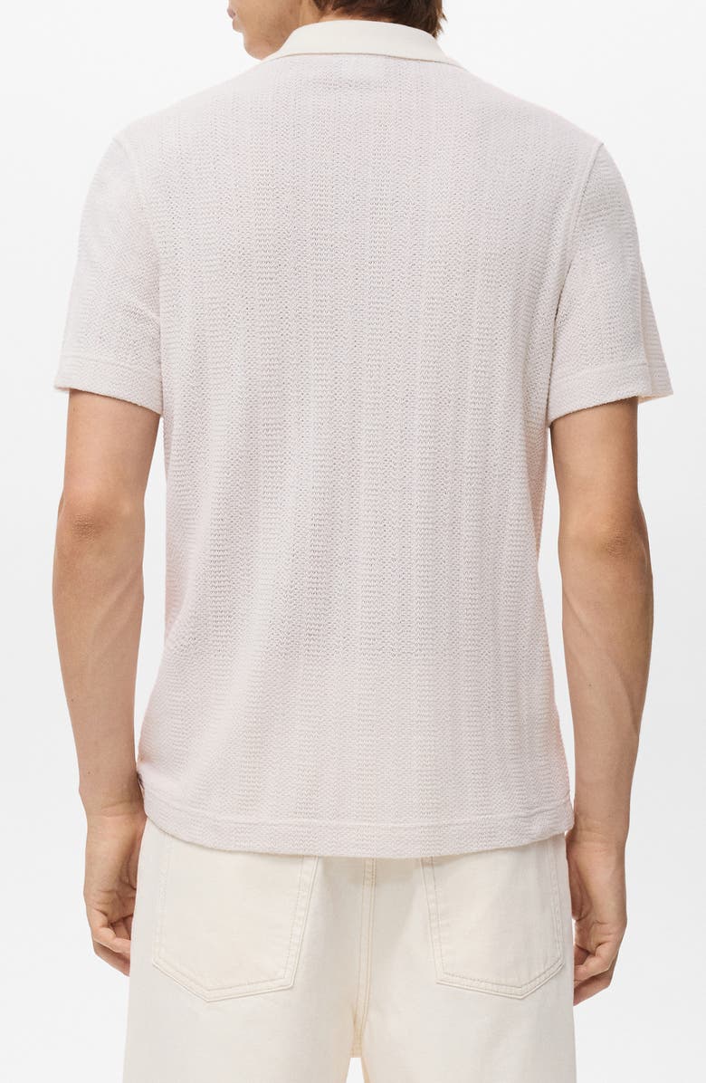 MANGO Regular Fit Openwork Polo, Alternate, color, Off White
