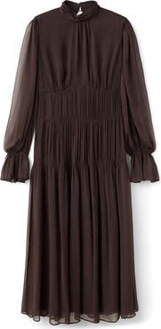 MANGO Long Sleeve Tiered Dress