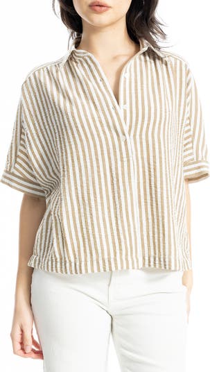 Textured Stripe Camp Shirt