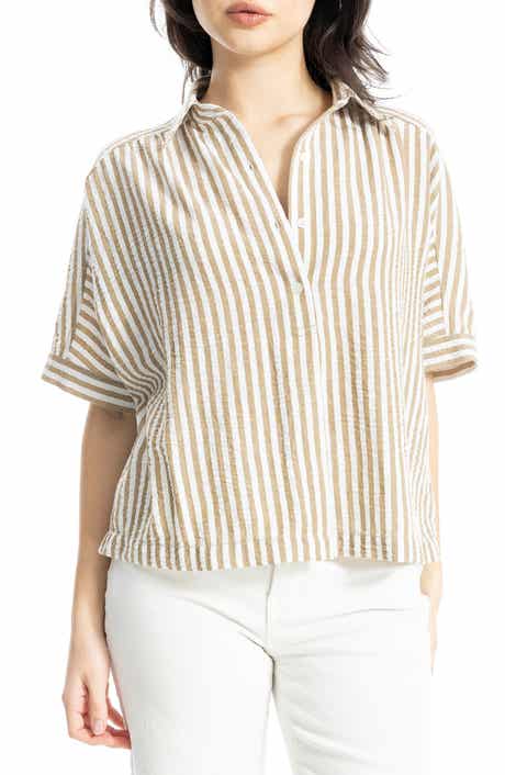 MAX STUDIO Textured Stripe Camp Shirt
