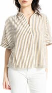MAX STUDIO Textured Stripe Camp Shirt