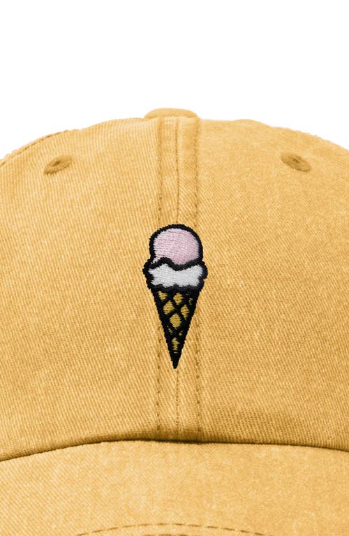 Dalix Double Scoop Embroidered Cap In Washed Gold