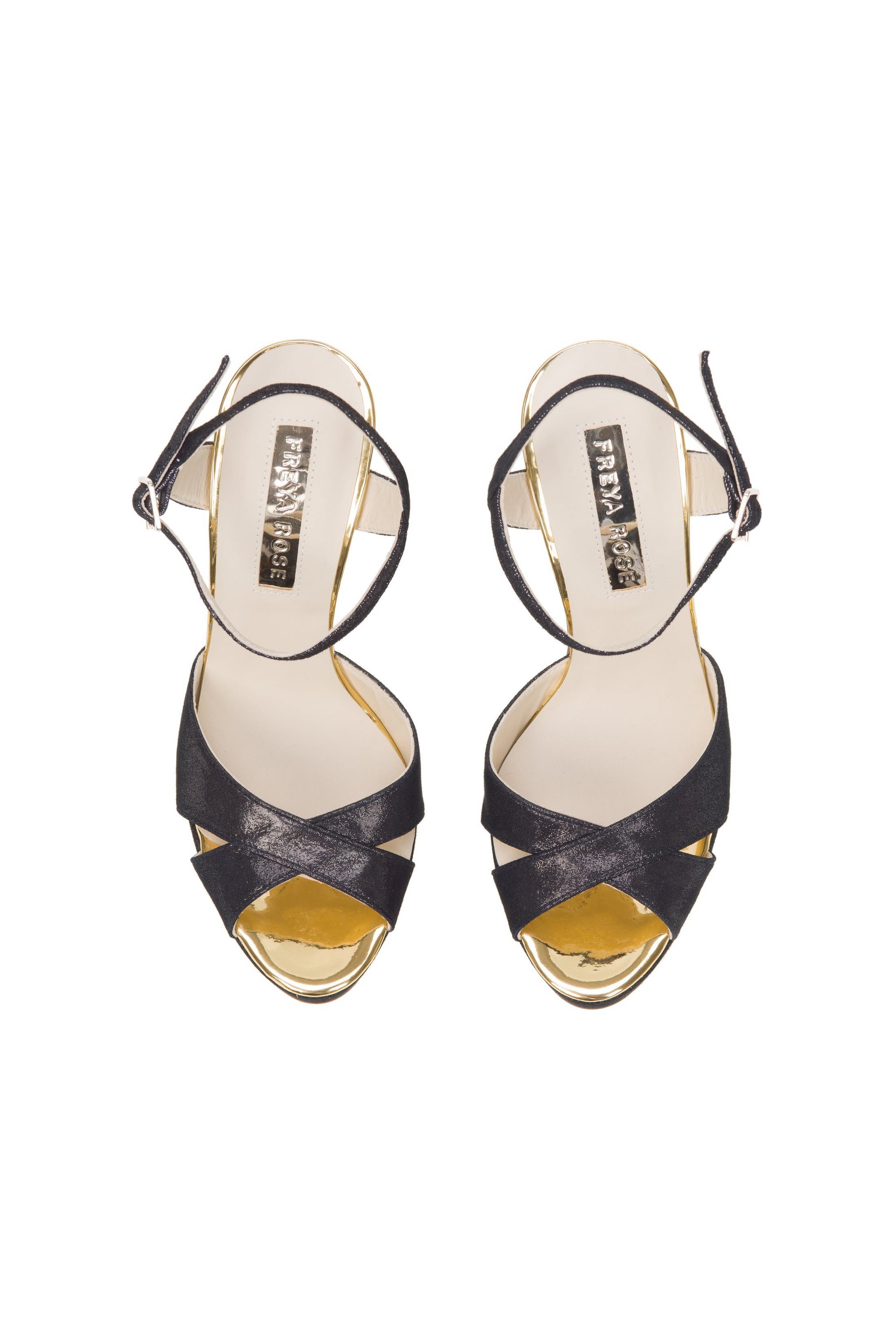 Freya Rose Zahra Noir Ankle Strap Pearl Heel Sandal, Alternate, color, Black Shimmer