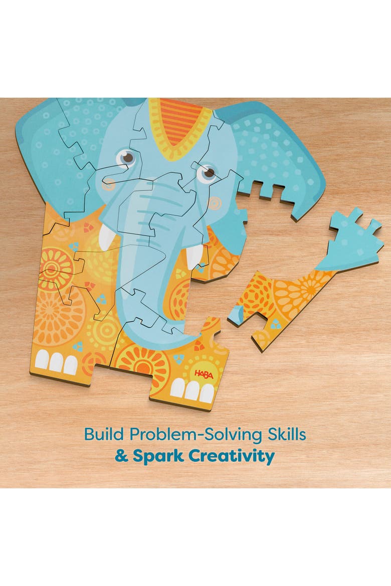 Wooden Puzzle Elephant - 2 in 1 Reversible Puzzle, Alternate, color, Multi