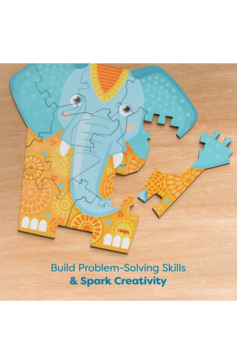 HABA Wooden Puzzle Elephant - 2 in 1 Reversible Puzzle, Alternate, color, Multi