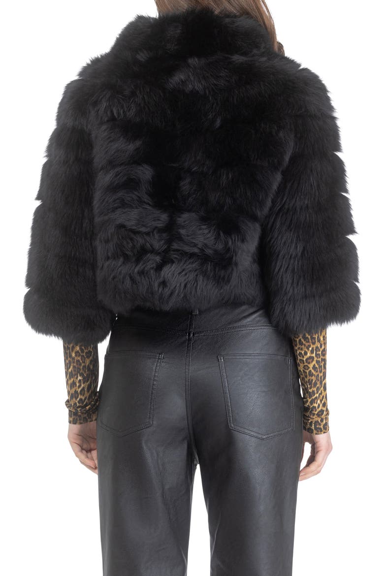 Genuine Shearling Bolero, Cropped Sleeves, Alternate, color, BLACK