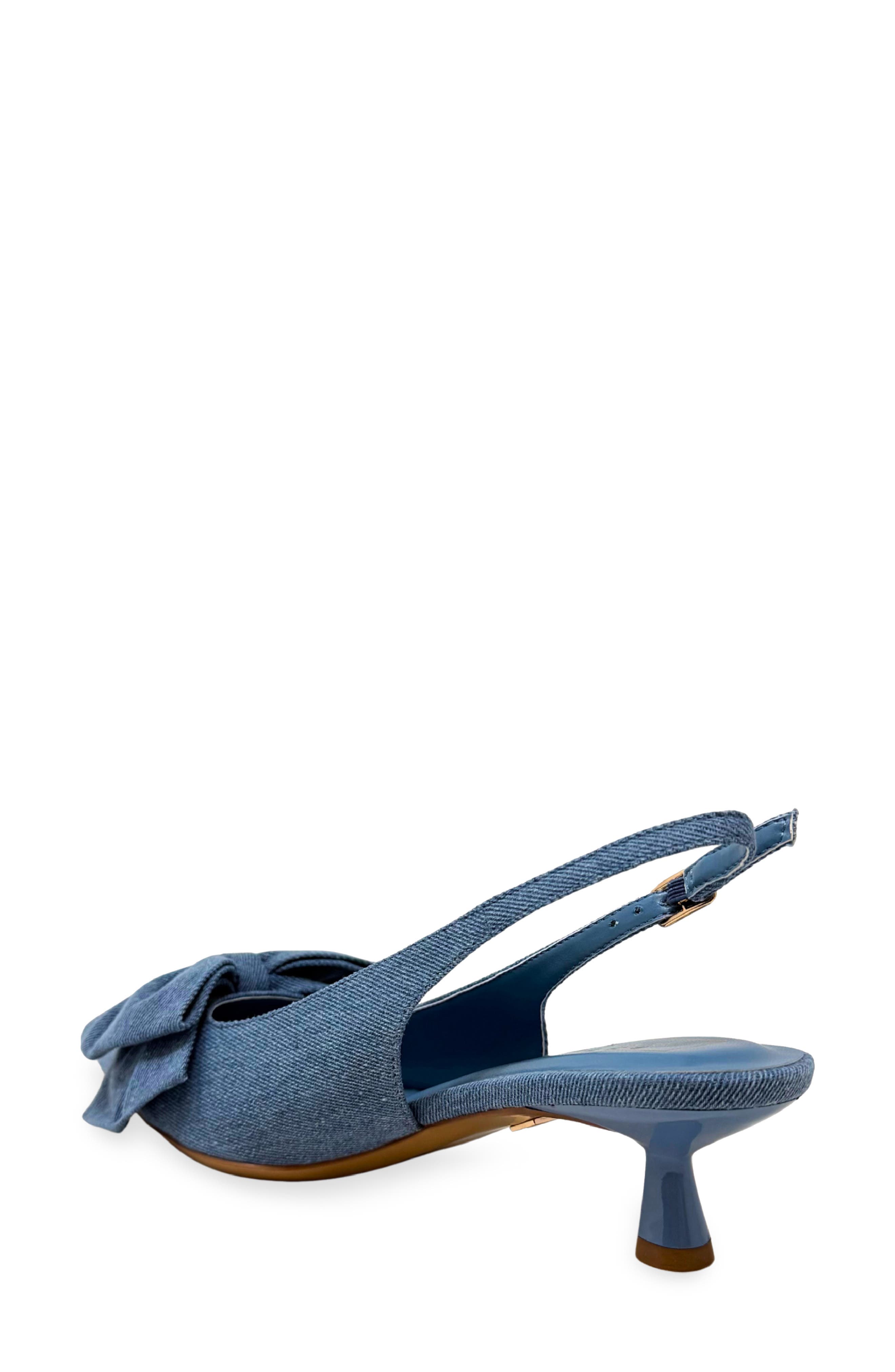 Nora Bow Kitten Heel Slingback Pump, Alternate, color, DENIM