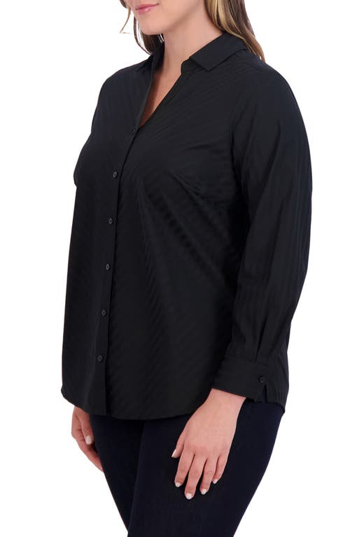 Foxcroft Mary Cotton Blend Button-up Shirt In Black
