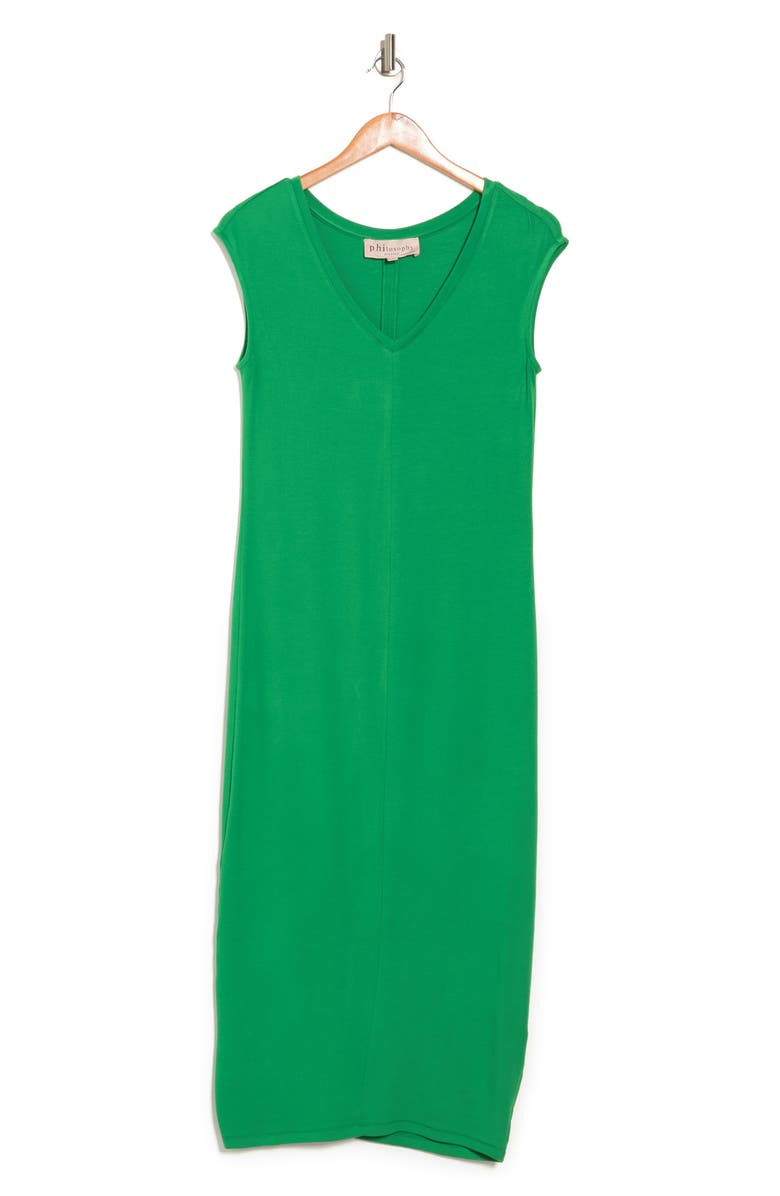 PHILOSOPHY BY RPUBLIC CLOTHING Philosophy Cashmere Cap Sleeve V-Neck Midi Dress, Alternate, color, 