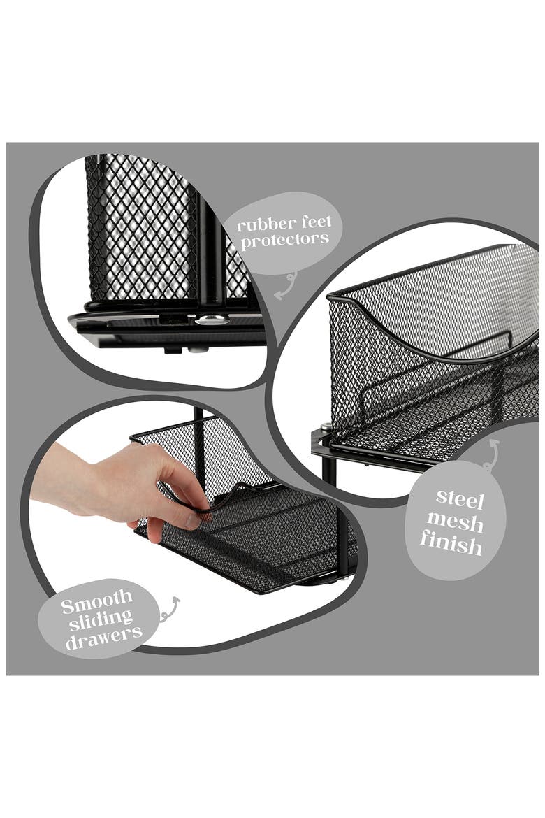 2-Tier Metal Sliding Bin Organizer, Alternate, color, BLACK