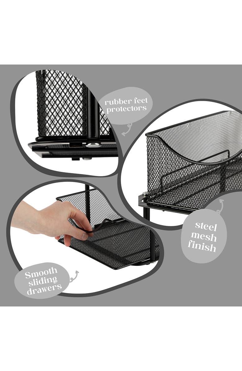 SORBUS 2-Tier Metal Sliding Bin Organizer, Alternate, color, Black