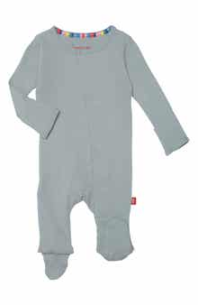 Magnetic Me Mist Ribbed Cotton Long Sleeve Magnetic Footie