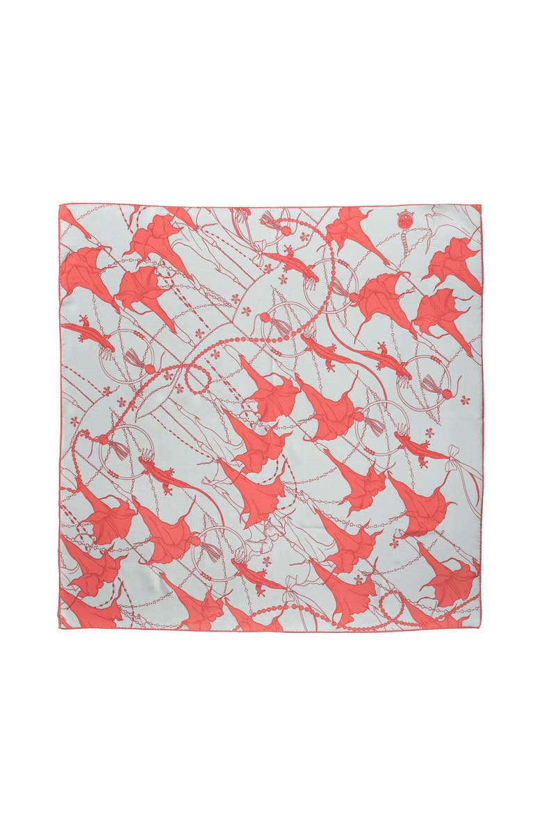 Lost Pattern "Datura" Silk Bandana Scarf, Main, color, Silver