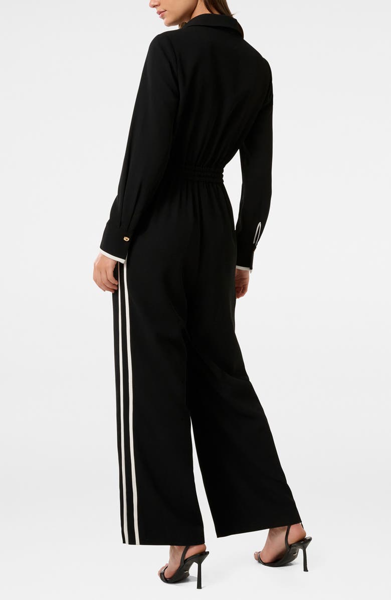 Ever New Maddi Contrast Stripe Long Sleeve Jumpsuit, Alternate, color, Black And White