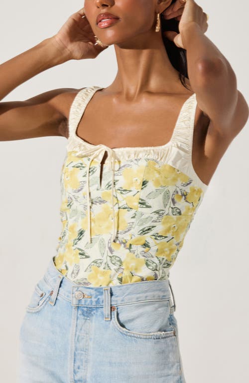 Astr The Label Floral Milkmaid Top In Lemon Floral