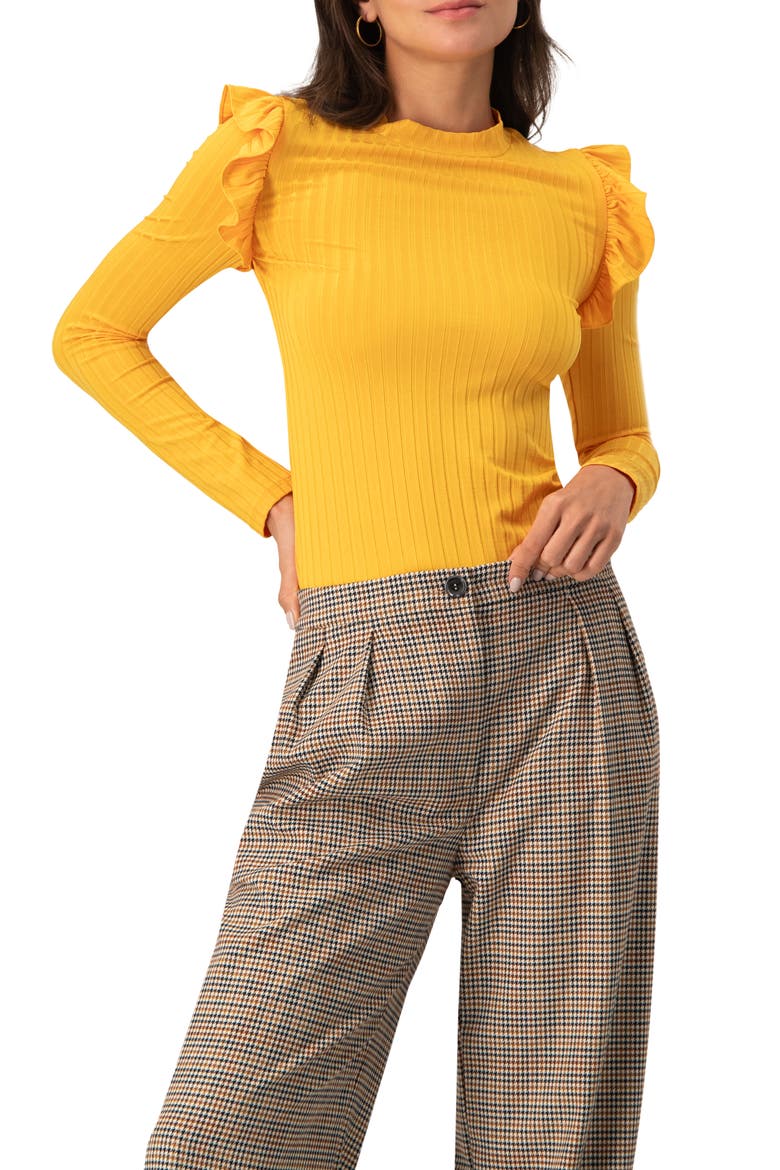 Long Sleeve Ruffled Blouse, Main, color, Yellow