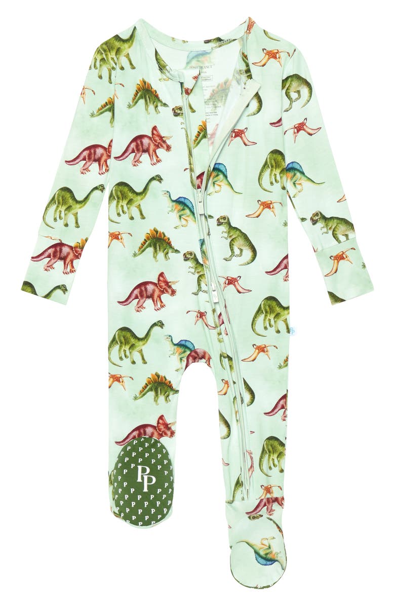 Posh Peanut Buddy Fitted Footie Pajamas, Alternate, color, Open Green