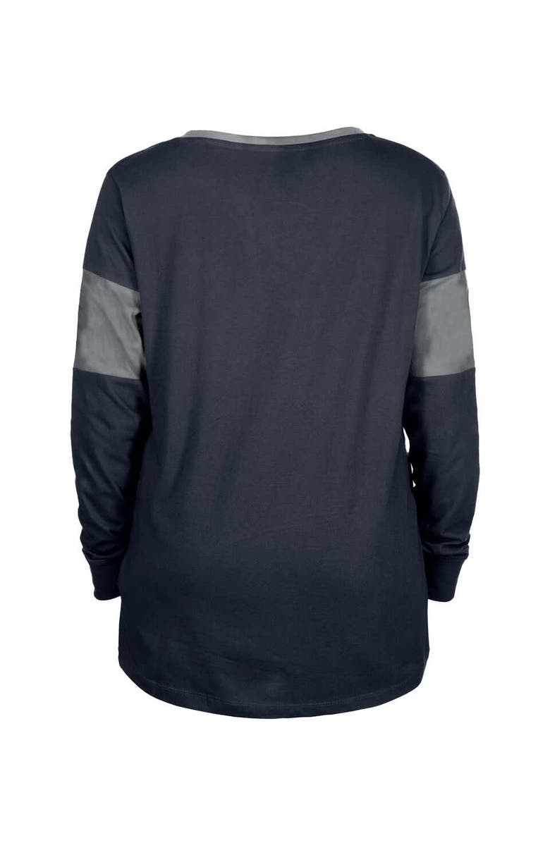 New Era Women's New Era Navy Dallas Cowboys Lace-Up Notch-Neck Long Sleeve T-Shirt, Alternate, color, Navy