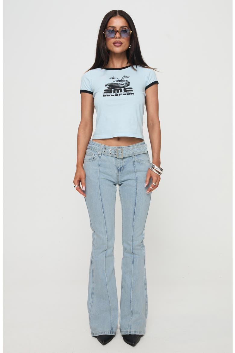 Echo Valley Belted Low Rise Flare Jeans, Alternate, color, LIGHT WASH