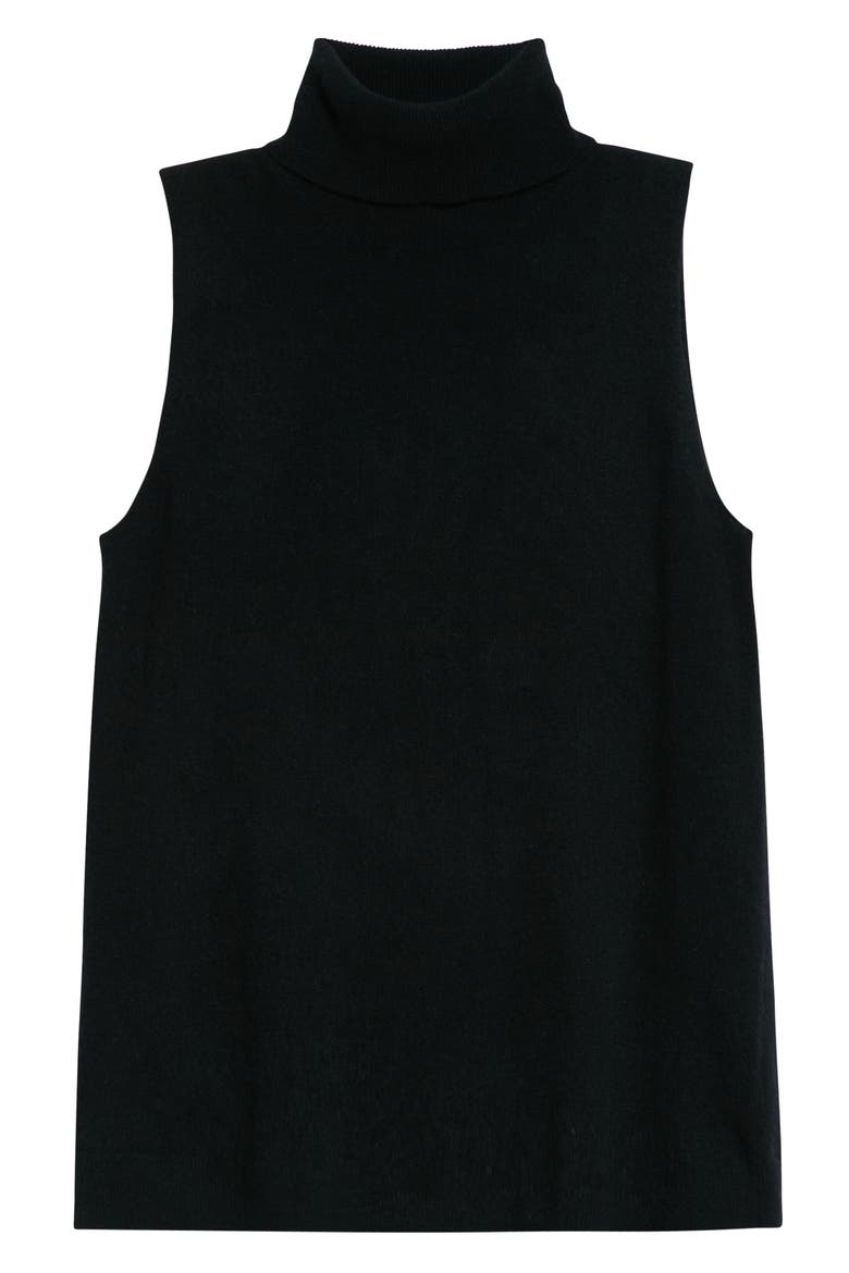 Sleeveless Cashmere Turtleneck Sweater, Main, color, BLACK